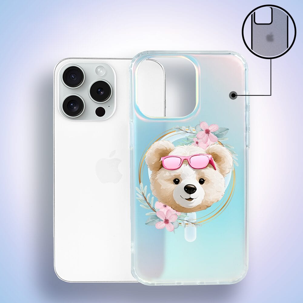 Etui do iPhone 14 Pro IBIZU California Sunset z MagSafe, zmieniające kolor, Flower Queen, miś z kwiatami - obrazek 3