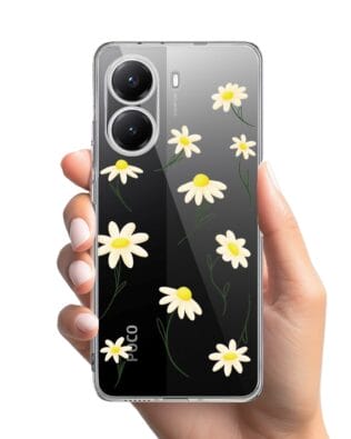 Etui do Xiaomi POCO X7 Pro przeźroczyste, silikonowe Flexi, stokrotki