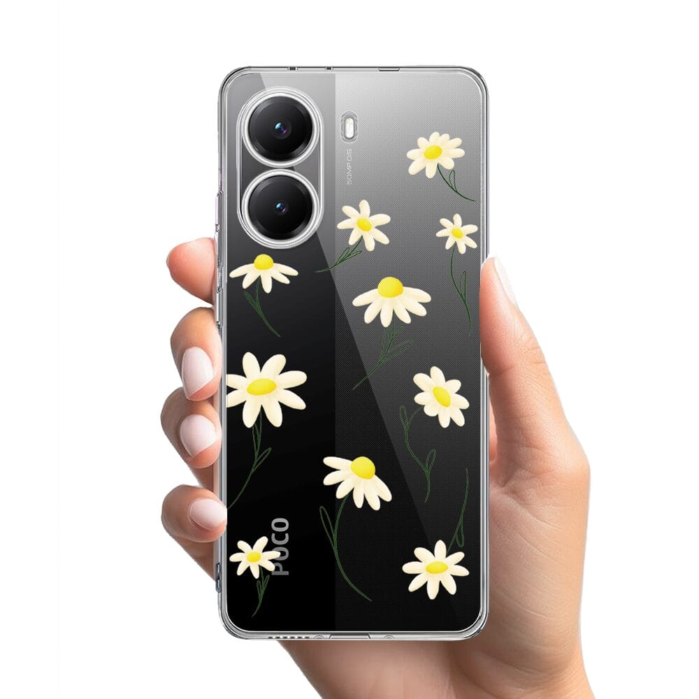 Etui do Xiaomi POCO X7 Pro przeźroczyste, silikonowe Flexi, stokrotki - obrazek 2