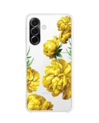 Etui do Samsung Galaxy A26 5G przeźroczyste, silikonowe Flexi, żółte piwonie