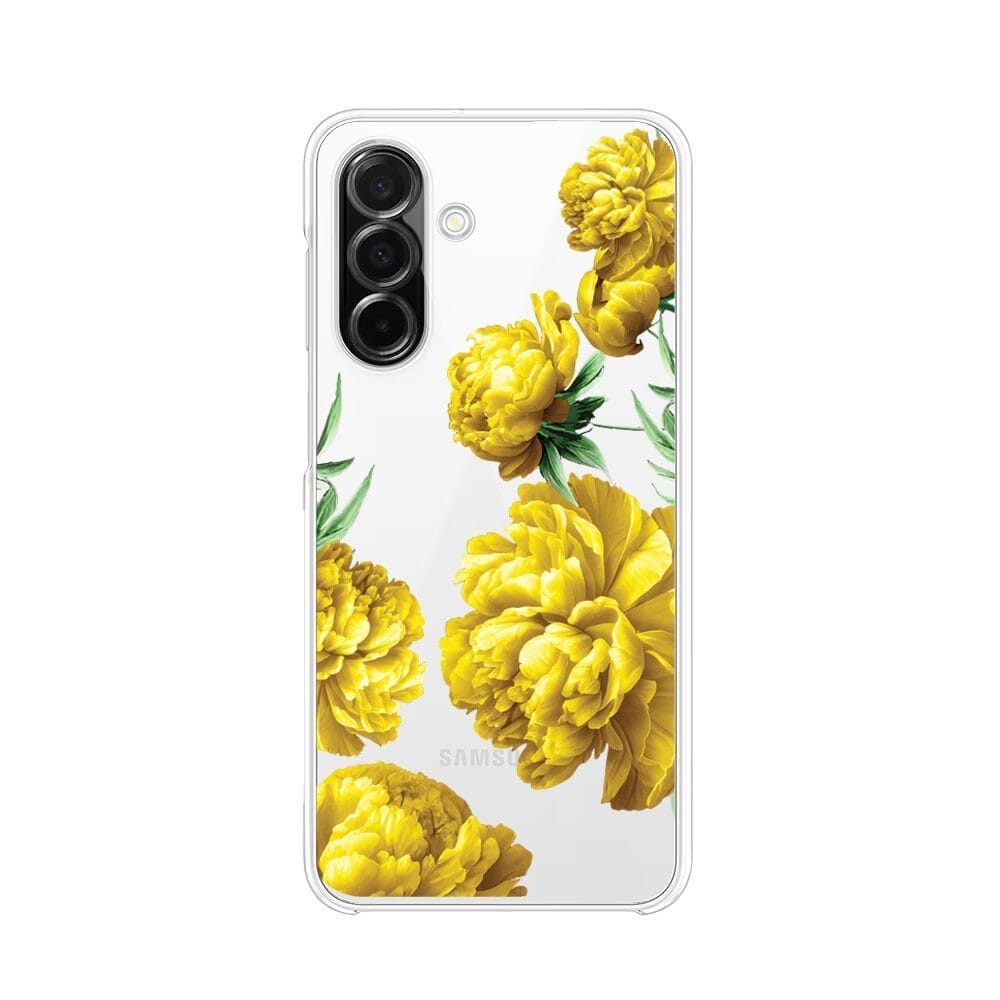 Etui do Samsung Galaxy A26 5G przeźroczyste, silikonowe Flexi, żółte piwonie