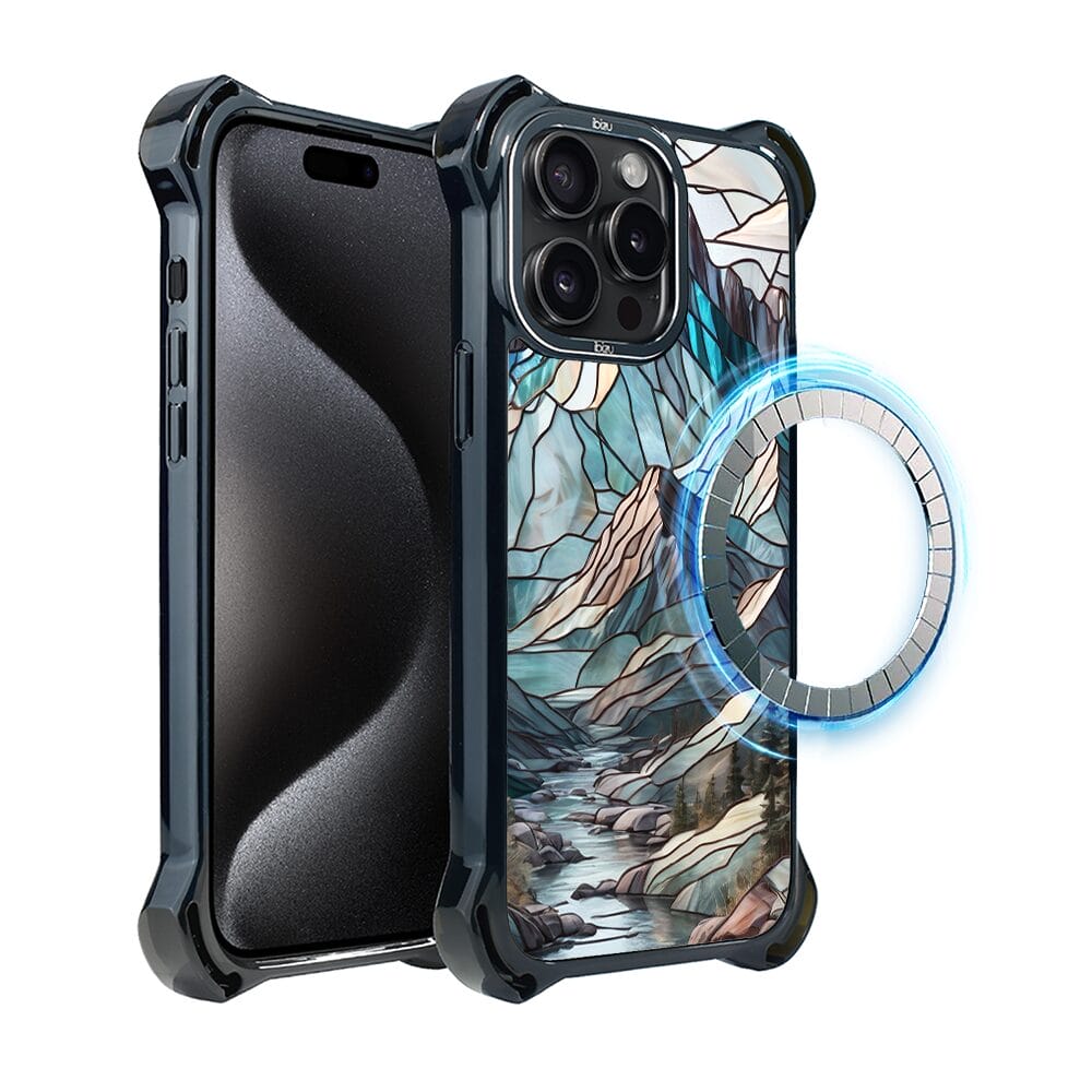 Etui do iPhone 15 Pro IBIZU DropGuard Ultra z MagSafe, Barwy Szkła, Górski Potok
