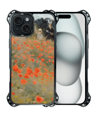 Etui iPhone 15 IBIZU DropGuard Ultra z MagSafe, Claude Monet, pole maków