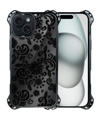 Etui do iPhone 15 Plus IBIZU DropGuard Ultra z MagSafe, Midnight, Koronkowa czerń