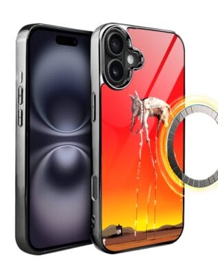 Etui do iPhone 16 Plus IBIZU Elite Glass z MagSafe, Salvador Dali, słoń, czarne