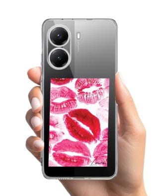 Etui do Xiaomi POCO X7 Pro przeźroczyste, silikonowe Flexi, pocałunki z napisem „love”