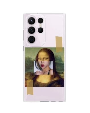 Etui do Samsung Galaxy S23 Ultra przeźroczyste, silikonowe Flexi, Mona Lisa z lizakiem
