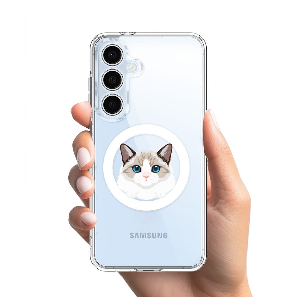 Etui do Samsung Galaxy S24 FE z MagSafe przeźroczyste, silikonowe Flexi, kot birmański - obrazek 2