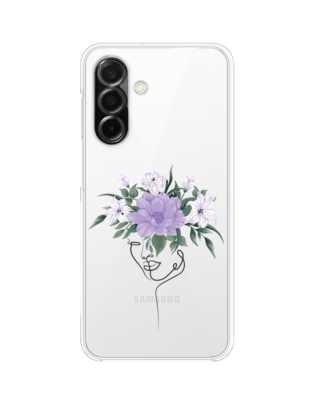 Etui do Samsung Galaxy A26 5G przeźroczyste, silikonowe Flexi, kobieta z kwiatami