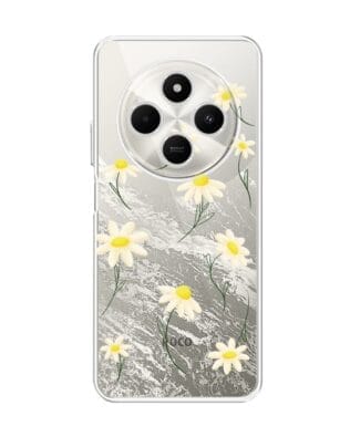 Etui do Xiaomi POCO C75 przeźroczyste, silikonowe Flexi, stokrotki
