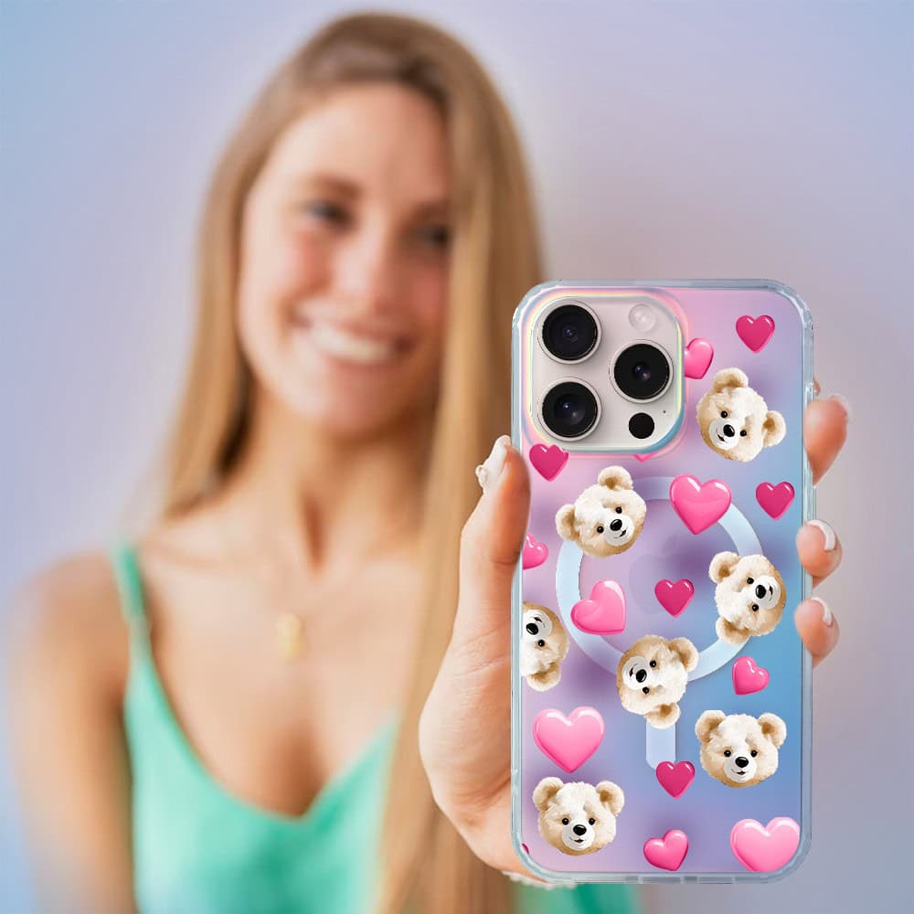 Etui do iPhone 14 Pro Max IBIZU California Sunset z MagSafe, zmieniające kolor, Love Mood, miś i serduszka - obrazek 5