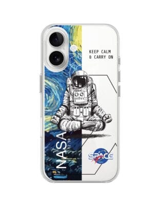 Etui do iPhone 16 Plus przeźroczyste, silikonowe Flexi, Keep Calm in Cosmos