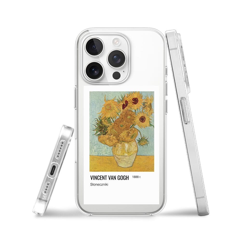 Etui do iPhone 13 Pro Max przeźroczyste, silikonowe Flexi, słoneczniki Van Gogh - obrazek 3