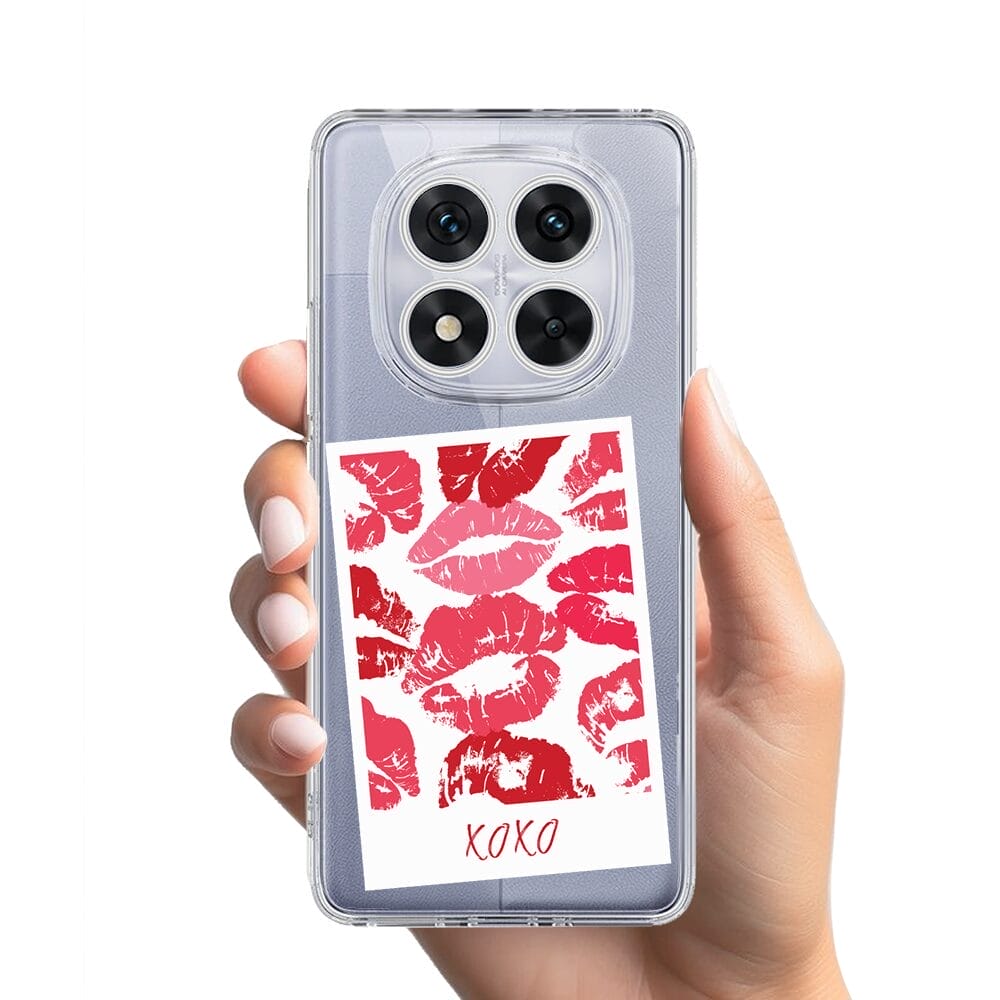 Etui do Xiaomi Redmi Note 14 Pro 5G przeźroczyste, silikonowe Flexi, pocałunki, polaroid - obrazek 2