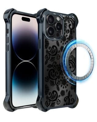 Etui do iPhone 14 Pro Max IBIZU DropGuard Ultra z MagSafe, Midnight, Koronkowa czerń