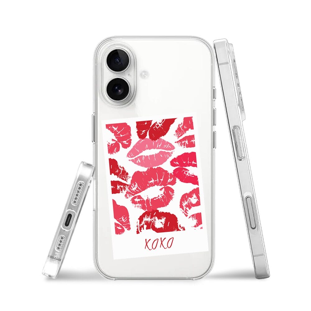 Etui do iPhone 16 przeźroczyste, silikonowe Flexi, pocałunki, polaroid - obrazek 3