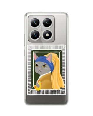 Etui do Xiaomi 14T Pro przeźroczyste, silikonowe Flexi, kotek z kurczakiem