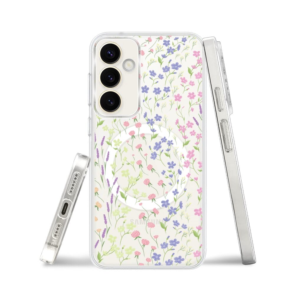 Etui do Samsung Galaxy S23 Plus z MagSafe przeźroczyste, silikonowe Flexi, kwiaty polne - obrazek 3