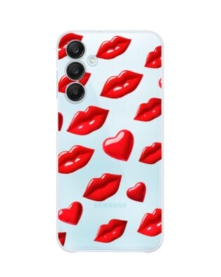 Etui do Samsung Galaxy M35 5G przeźroczyste, silikonowe Flexi, czerwone usta