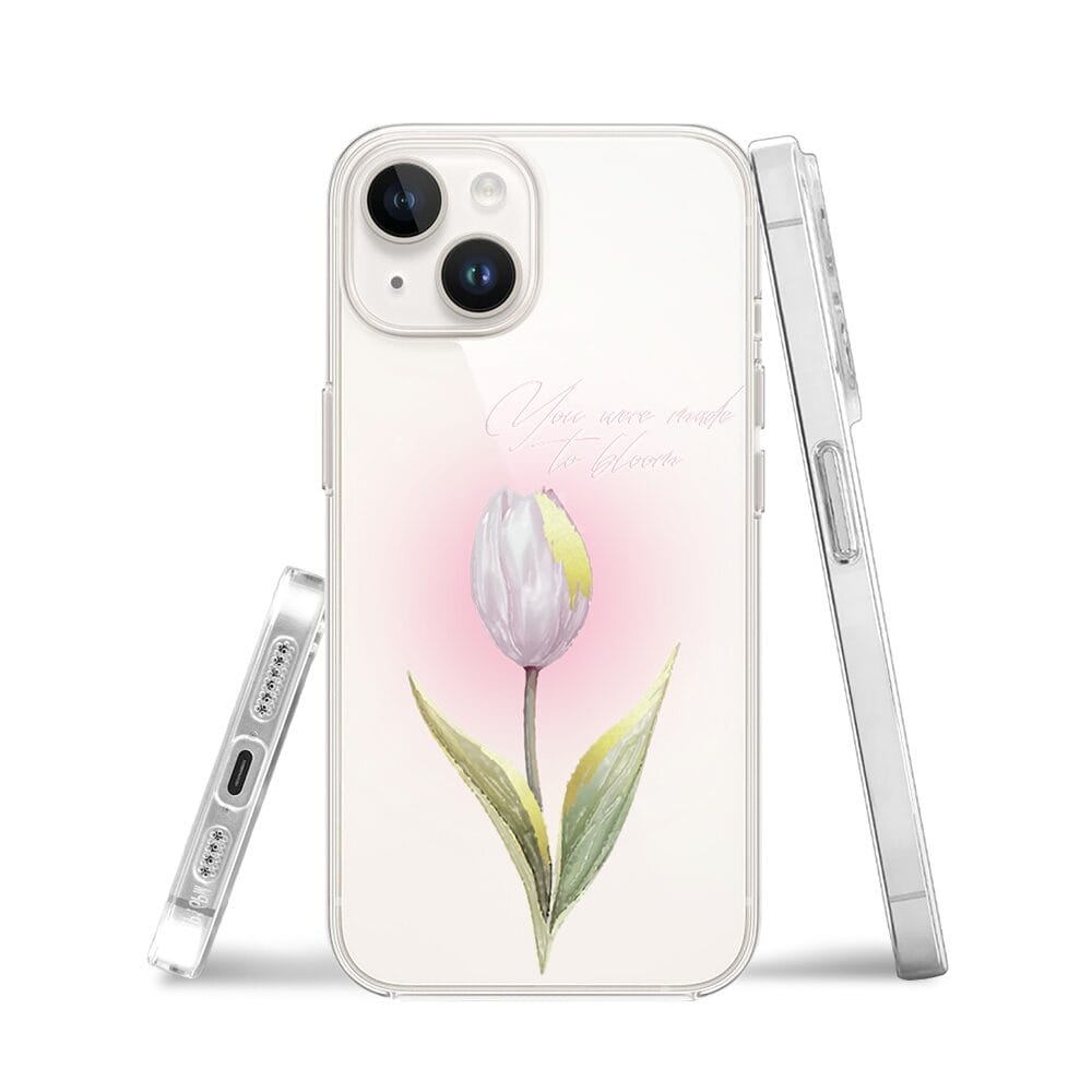 Etui do iPhone 13 Mini przeźroczyste, silikonowe Flexi, kwiaty, tulipan - obrazek 3