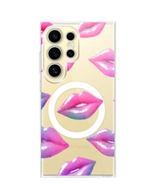 Etui do Samsung Galaxy S24 Ultra z MagSafe przeźroczyste, silikonowe Flexi, hologramowe usta