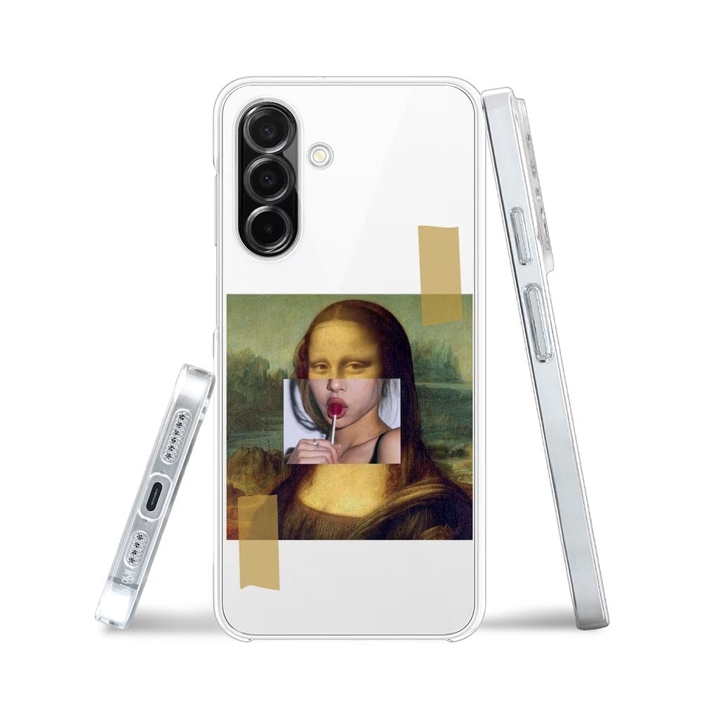 Etui do Samsung Galaxy A26 5G przeźroczyste, silikonowe Flexi, Mona Lisa z lizakiem - obrazek 3