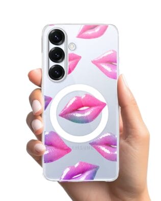Etui do Samsung Galaxy S25 Plus z MagSafe przeźroczyste, silikonowe Flexi, hologramowe usta