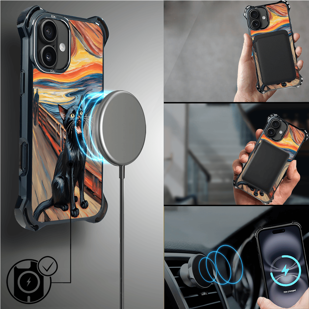 Etui iPhone 16 IBIZU DropGuard Ultra z MagSafe, Edvard Munch, krzyk kota - obrazek 8