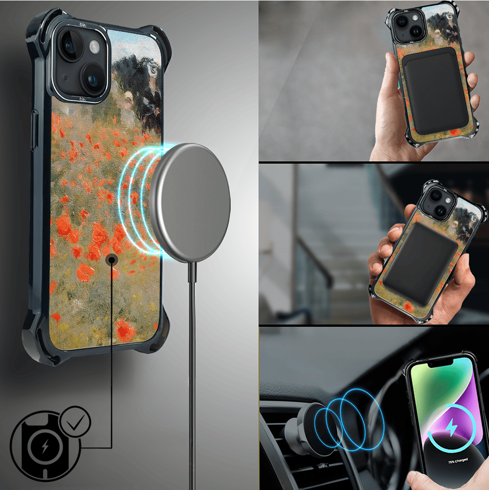 Etui iPhone 14 Plus IBIZU DropGuard Ultra z MagSafe, Claude Monet, pole maków - obrazek 8