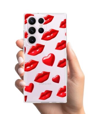 Etui do Samsung Galaxy S23 Ultra przeźroczyste, silikonowe Flexi, czerwone usta