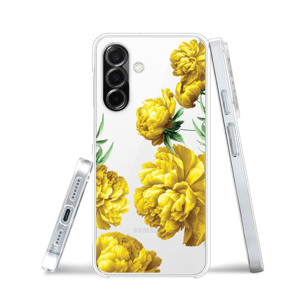 Etui do Samsung Galaxy A26 5G przeźroczyste, silikonowe Flexi, żółte piwonie - obrazek 3