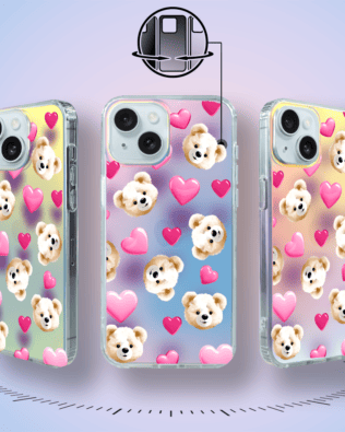 Etui do iPhone 15 Plus IBIZU California Sunset zmieniające kolor, Love Mood, miś i serduszka