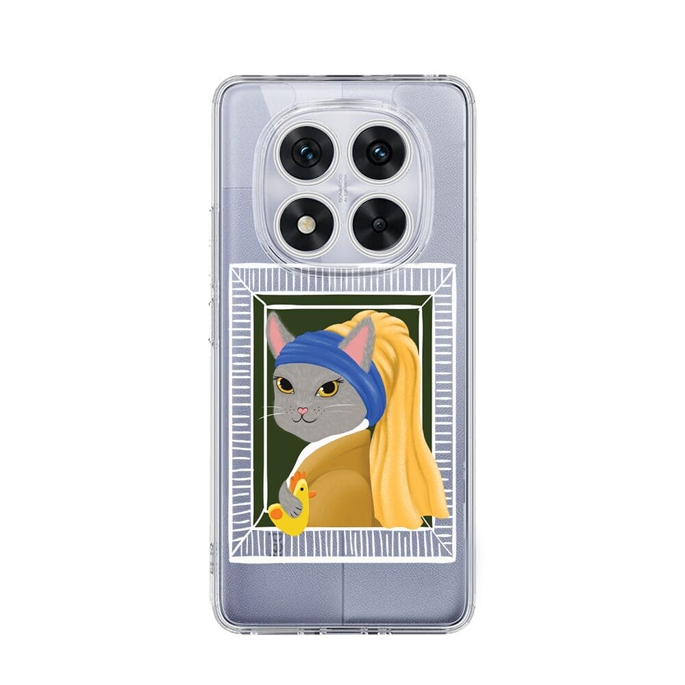 Etui do Xiaomi Redmi Note 14 Pro 5G przeźroczyste, silikonowe Flexi, kotek z kurczakiem