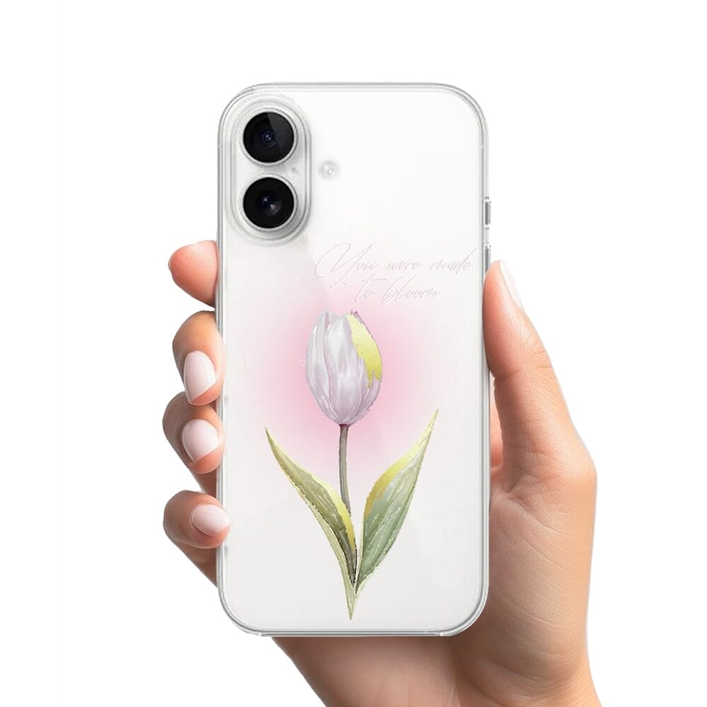 Etui do iPhone 16 przeźroczyste, silikonowe Flexi, kwiaty, tulipan - obrazek 2