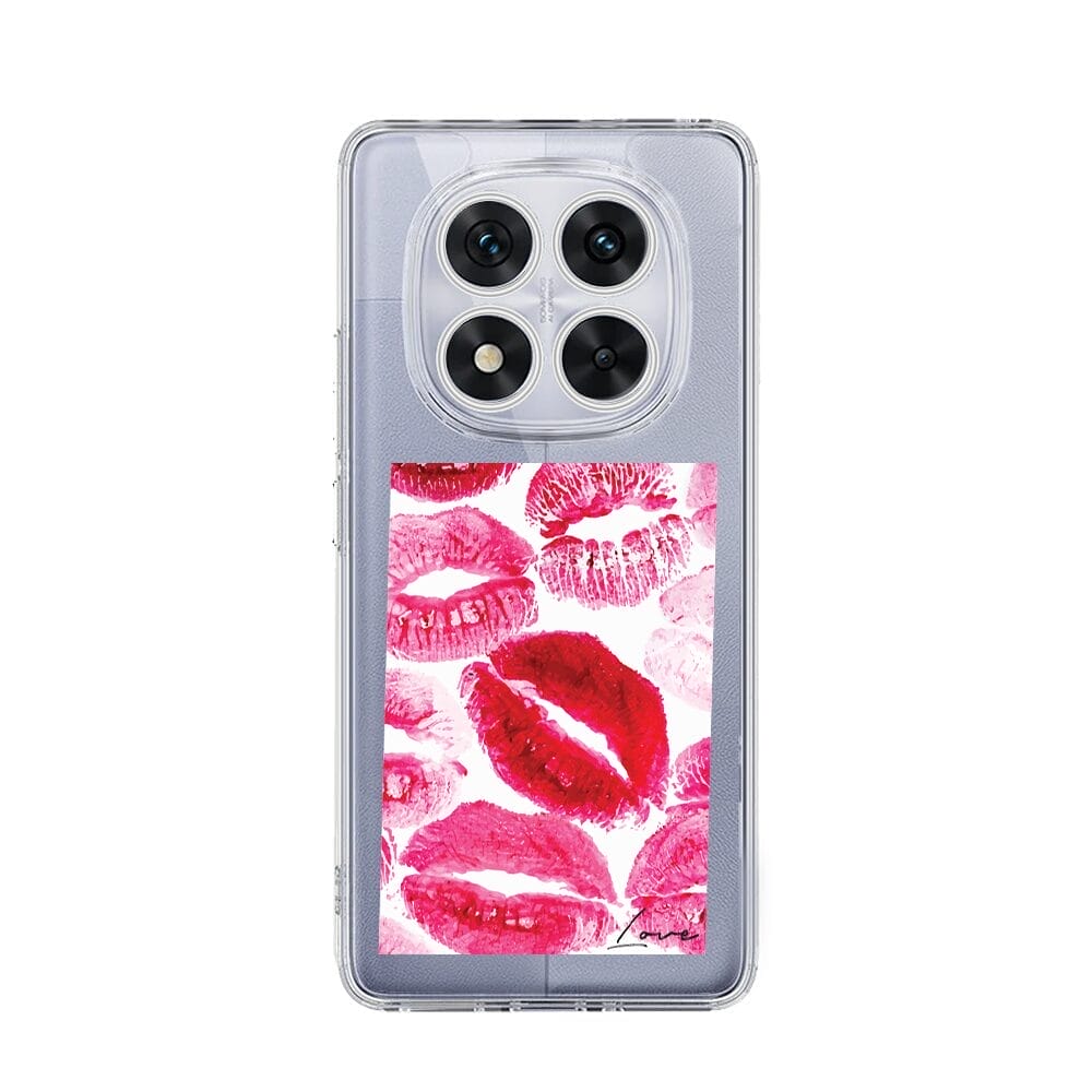 Etui do Xiaomi Redmi Note 14 Pro 5G przeźroczyste, silikonowe Flexi, pocałunki z napisem "love"