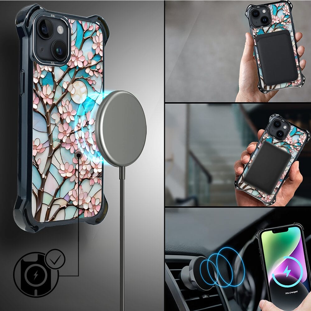 Etui do iPhone 14 IBIZU DropGuard Ultra z MagSafe, Barwy Szkła, Księżycowa Wiśnia - obrazek 8