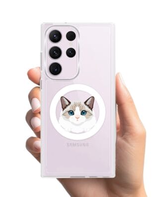 Etui do Samsung Galaxy S23 Ultra z MagSafe przeźroczyste, silikonowe Flexi, kot birmański