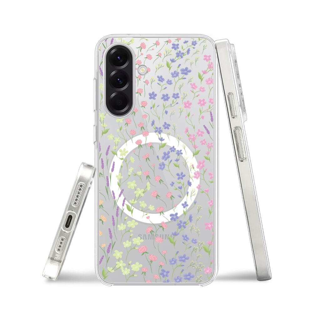 Etui do Samsung Galaxy A56 5G z MagSafe przeźroczyste, silikonowe Flexi, kwiaty polne - obrazek 3