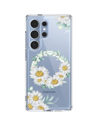 Etui do Samsung Galaxy S25 Ultra z MagSafe przeźroczyste, silikonowe Flexi, wianek stokrotek