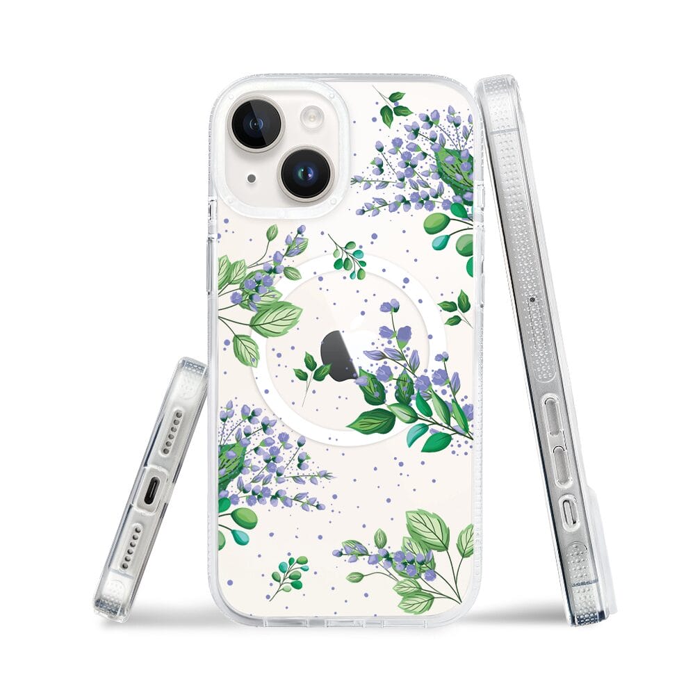 Etui do iPhone 13 z MagSafe przeźroczyste, silikonowe Flexi, fioletowe kwiatki - obrazek 3