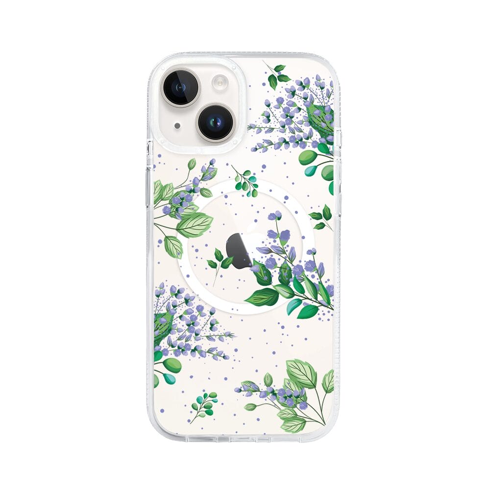 Etui do iPhone 13 z MagSafe przeźroczyste, silikonowe Flexi, fioletowe kwiatki