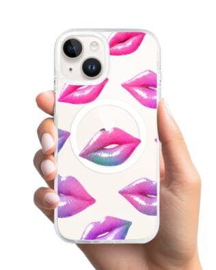 Etui do iPhone 13 z MagSafe przeźroczyste, silikonowe Flexi, hologramowe usta