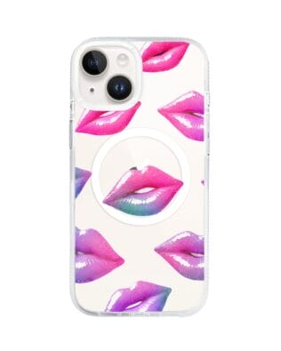 Etui do iPhone 13 z MagSafe przeźroczyste, silikonowe Flexi, hologramowe usta