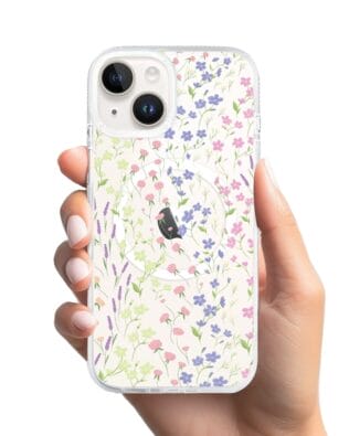 Etui do iPhone 14 z MagSafe przeźroczyste, silikonowe Flexi, kwiaty polne