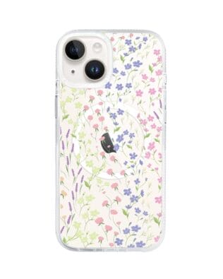 Etui do iPhone 14 z MagSafe przeźroczyste, silikonowe Flexi, kwiaty polne