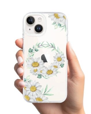 Etui do iPhone 14 z MagSafe przeźroczyste, silikonowe Flexi, wianek stokrotek