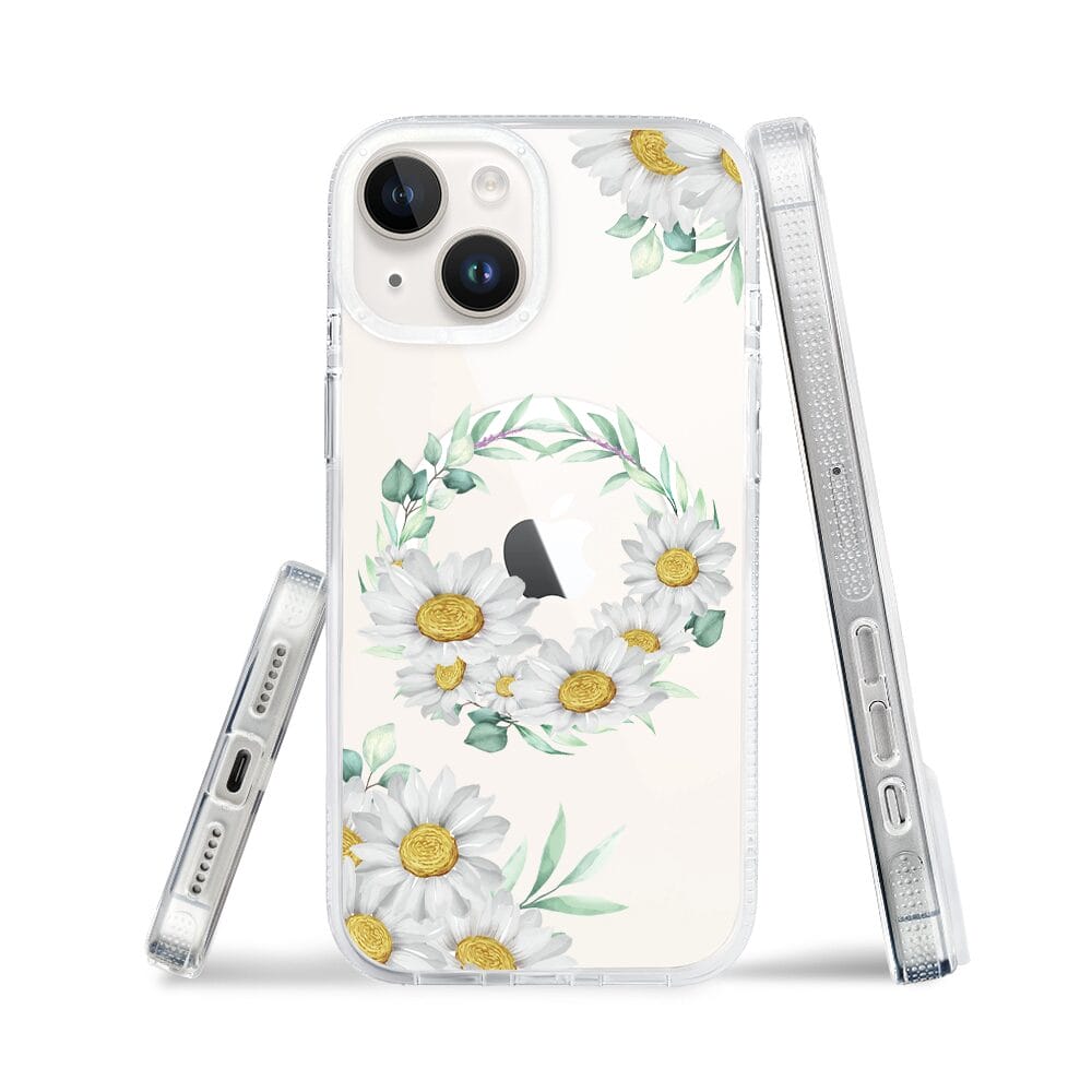 Etui do iPhone 13 z MagSafe przeźroczyste, silikonowe Flexi, wianek stokrotek - obrazek 3
