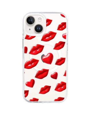 Etui do iPhone 13 z MagSafe przeźroczyste, silikonowe Flexi, czerwone usta