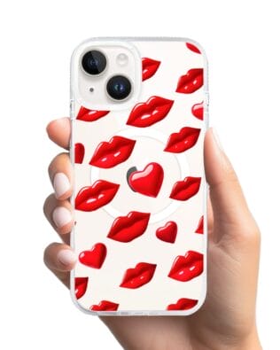 Etui do iPhone 13 z MagSafe przeźroczyste, silikonowe Flexi, czerwone usta