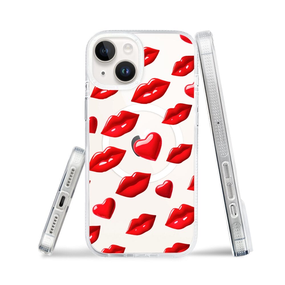 Etui do iPhone 14 z MagSafe przeźroczyste, silikonowe Flexi, czerwone usta - obrazek 3